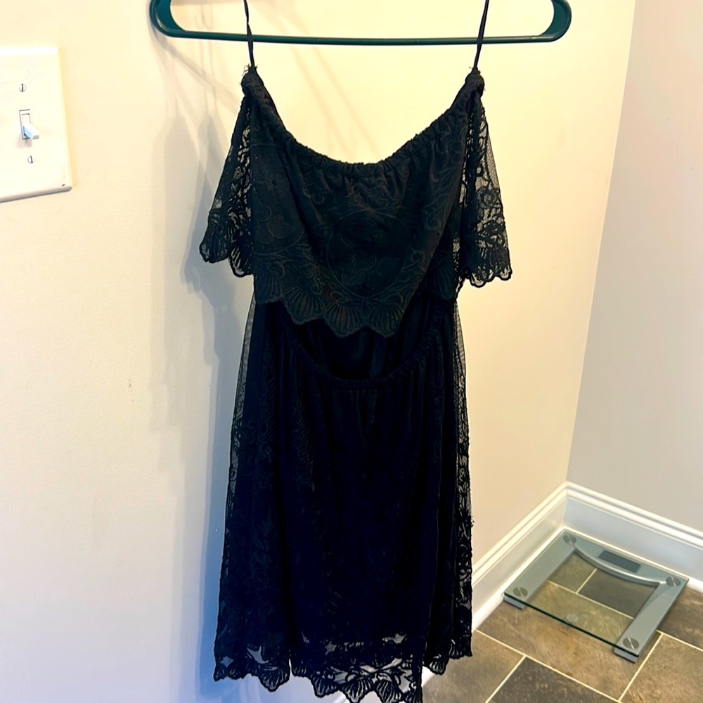 Strapless black dress